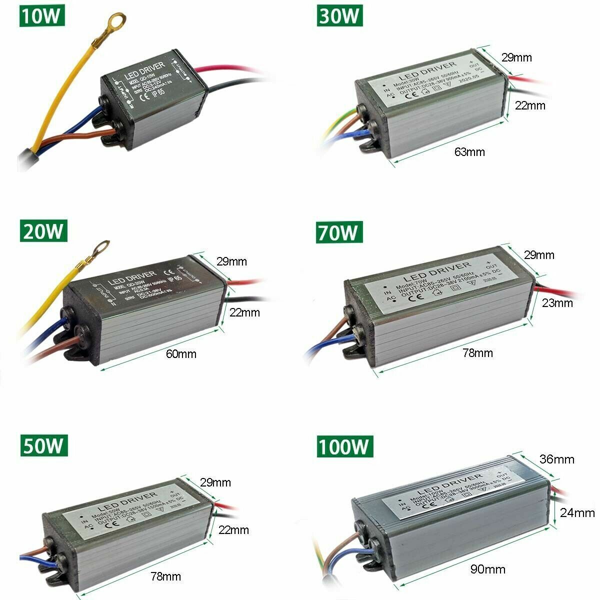 100W 50W 30W 20W 10W LED Driver Power Supply Current IP65 Transformer Constant