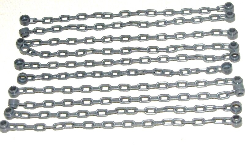 LEGO LOT OF 10 NEW DARK BLUISH GREY CASTLE CHAINS CHAIN LINKED 21 LINKS PIECES