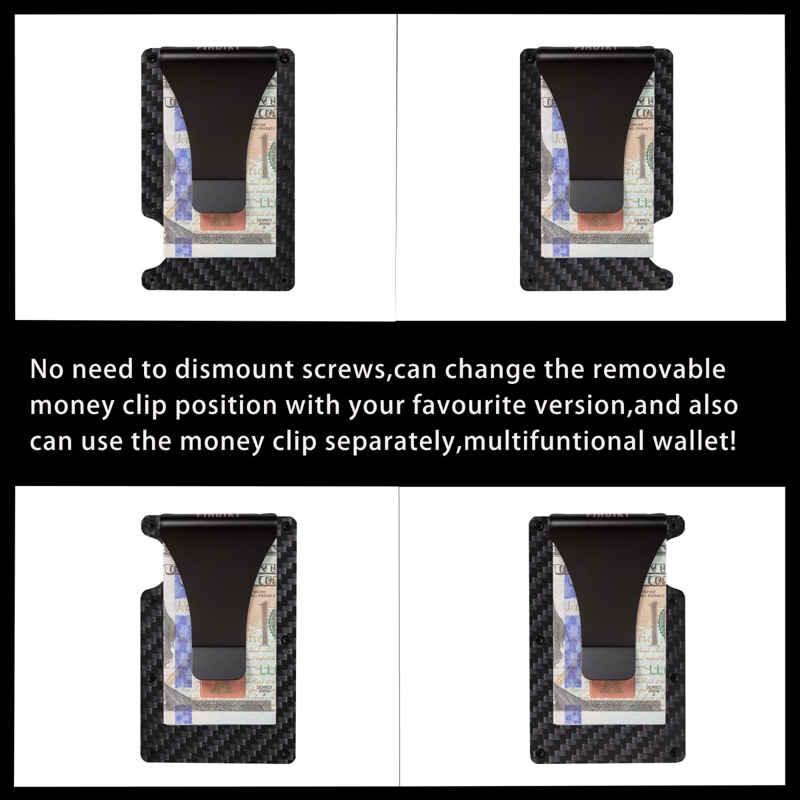 Men's RFID Blocking Slim Wallet Carbon Fiber Money Clip Holder