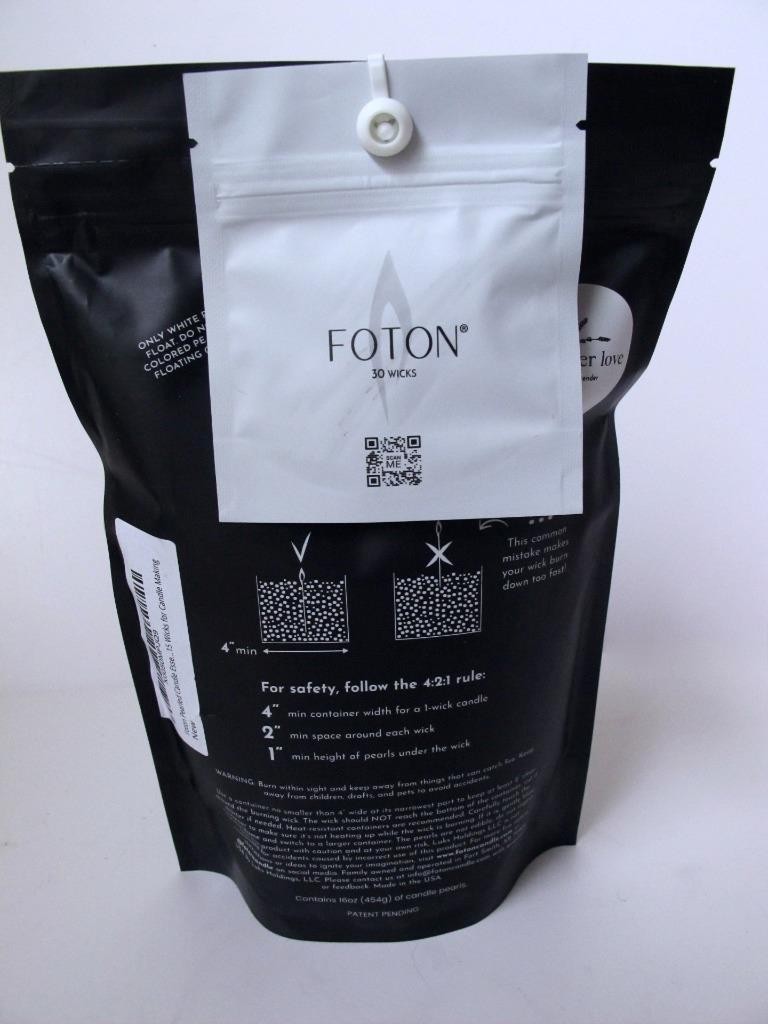 NEW Foton Pearled Candle Refill Beads 16 Oz Lavendar Love Scented + 30 wicks
