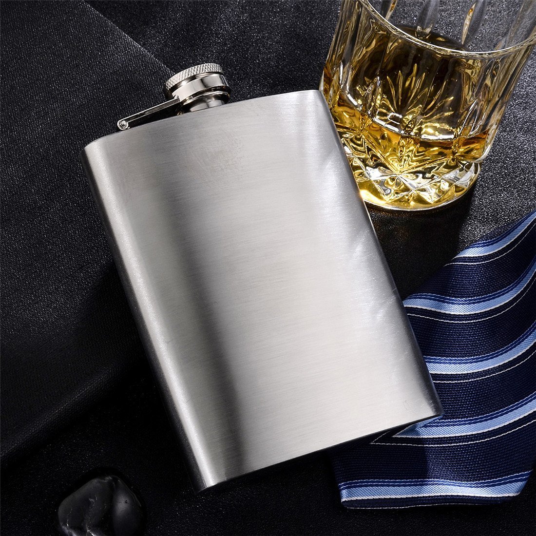 Stainless Steel Pocket Hip Flask -6 8 10 oz Liquor Flask with Screw Cap & Funnel