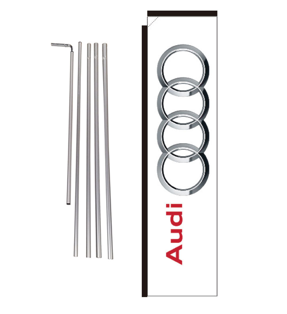 Audi Dealership 15' Advertising Rectangle Banner Flag Kit with pole+spike