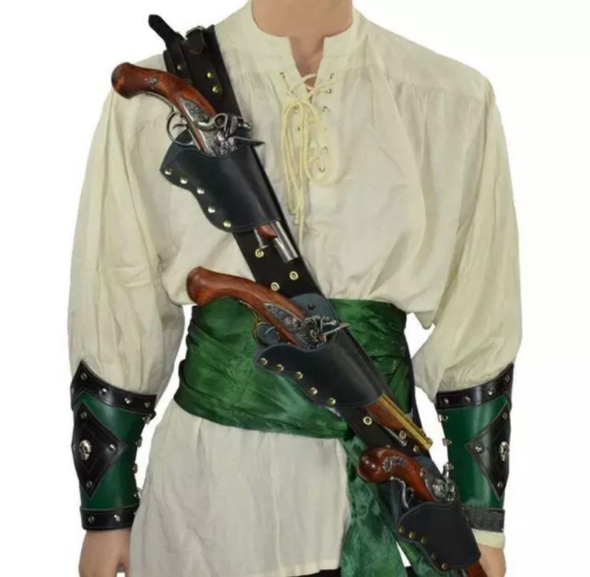 Medieval Vintage Straps Pirate Flintlock Holster Triple Threat Pistol Baldric