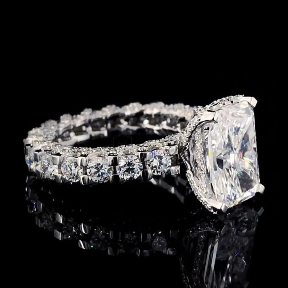6.20 Ct Radiant Cut Diamond Wedding Ring in 14k White Gold IGI Lab Grown