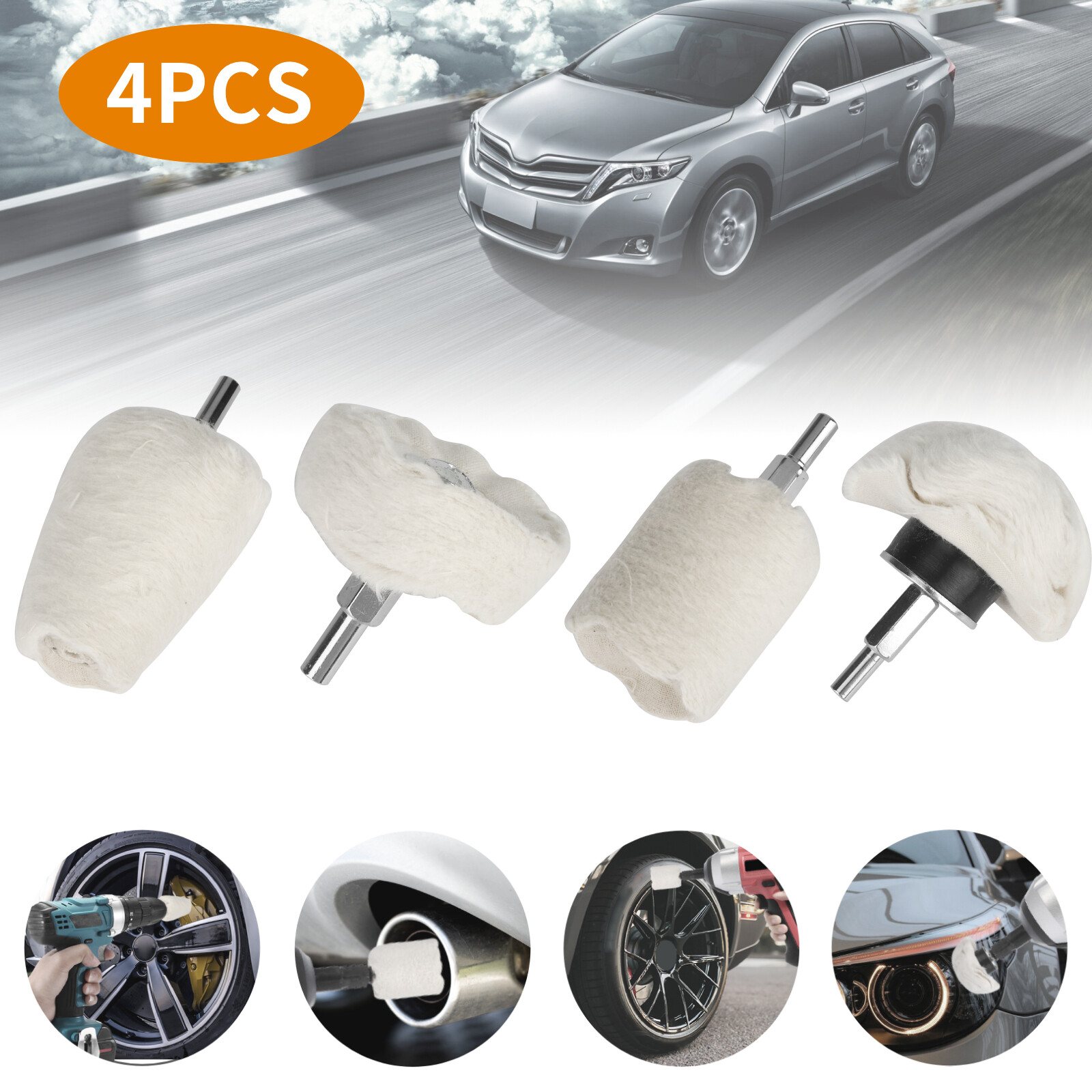4PCS Sponge Buffing Polishing Pad Kit Car Polisher Detail Polishing Waxing Tool