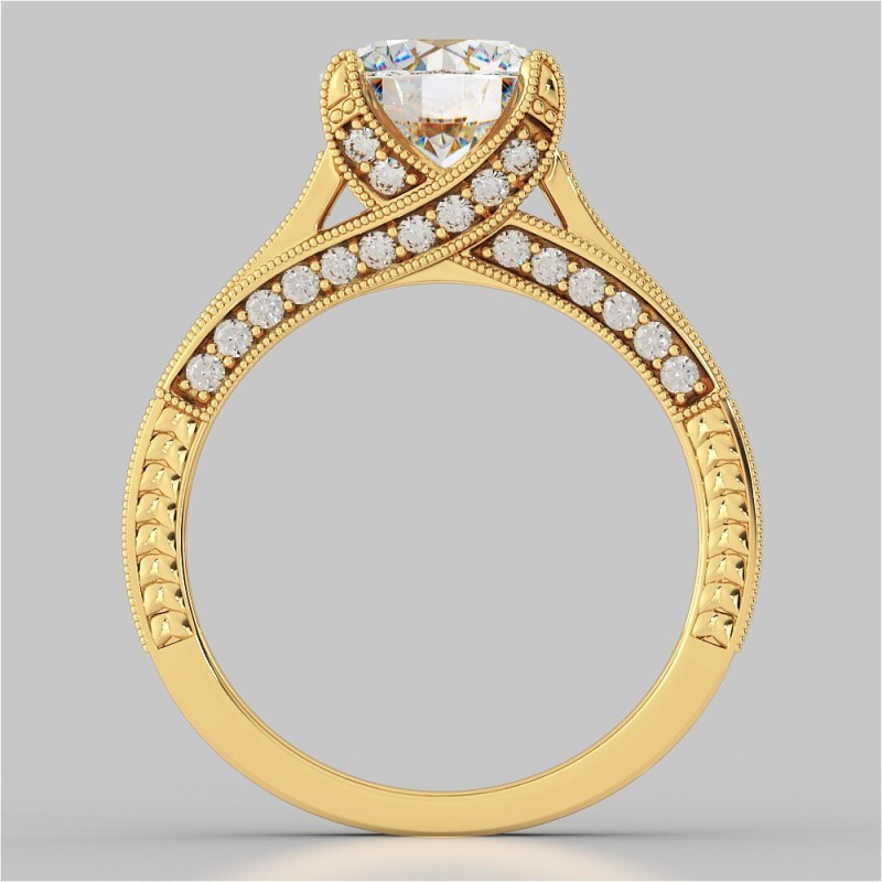 3.77 Ct Lab Grown Diamond Engagement Band Set Ring 14K Yellow Gold Solitaire Sz7