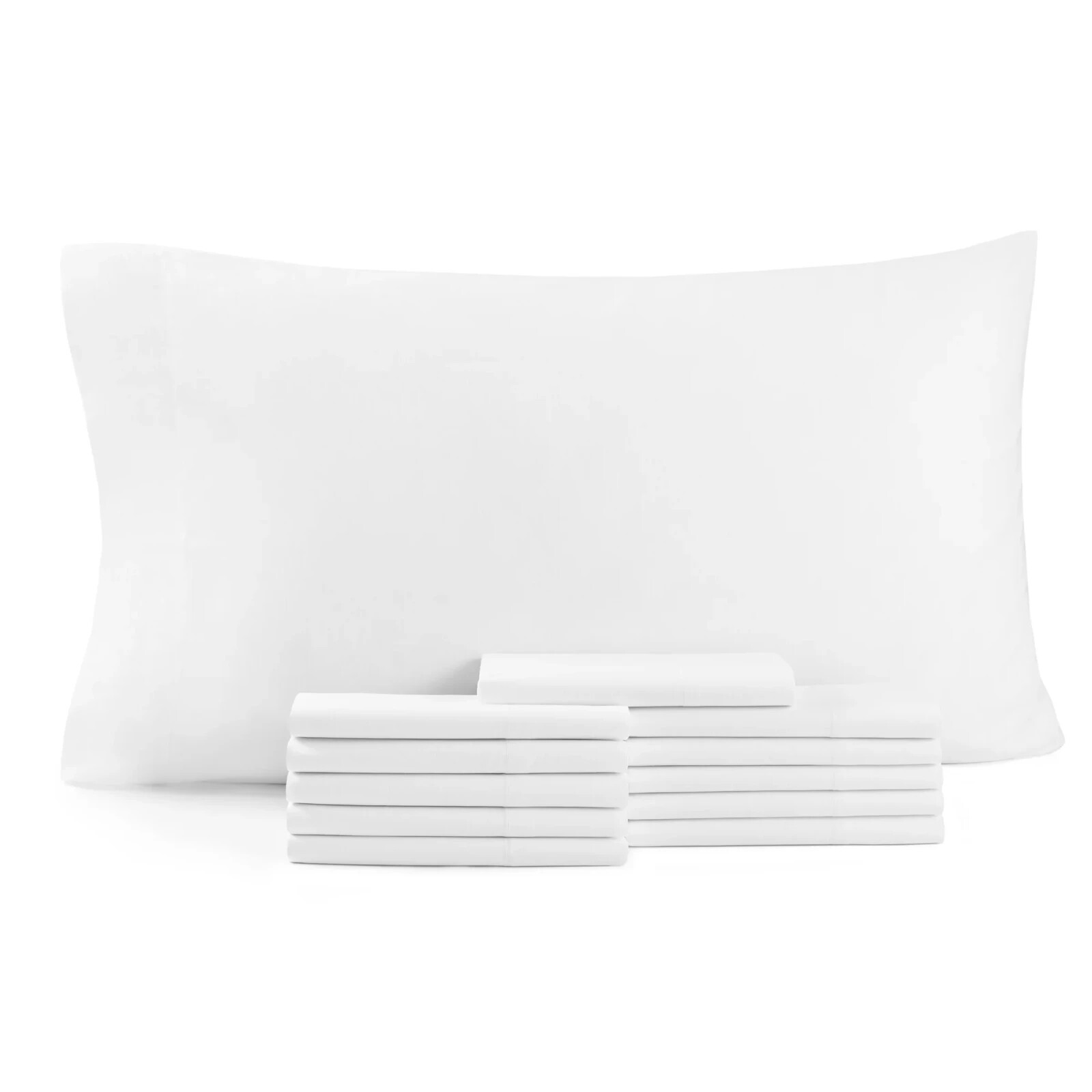 Cotton Sateen Pillowcases, Size Options, White, Packs of 12 and Bulk Cases of 72