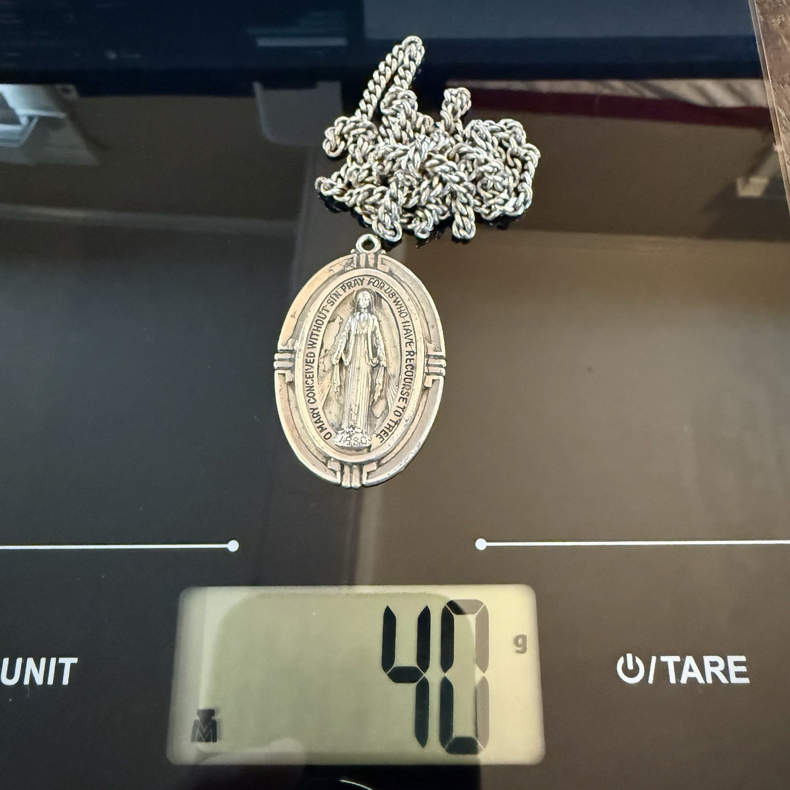 Sterling Silver Miraculous Medal & Infinity Chain 40g 1.4 oz Silver Below Spot