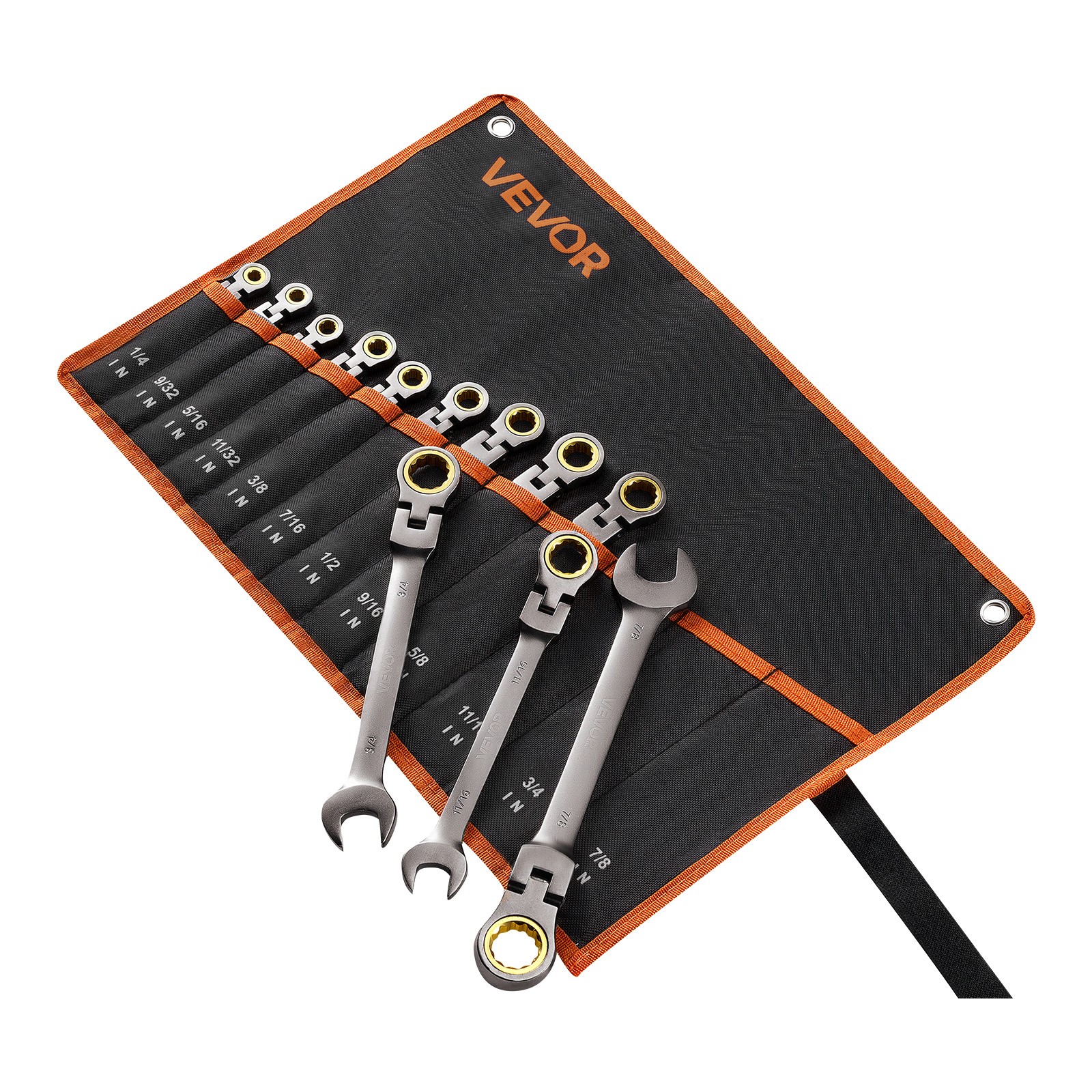 VEVOR Flex-Head Ratcheting Wrench Set Combination Wrench Set 12-Piece SAE Sizes