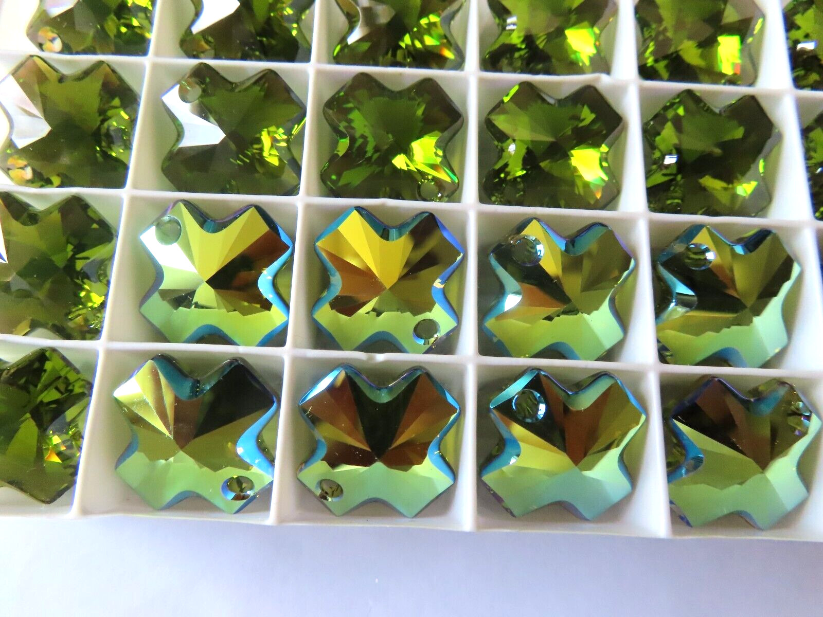 1 Swarovski Cross Pendant 20mm Olivine AB. #6866