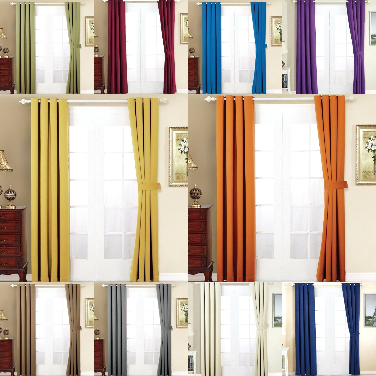 2 PC Heavy Thick Blackout Grommet Window Curtain Drape Treatment Room Darkening