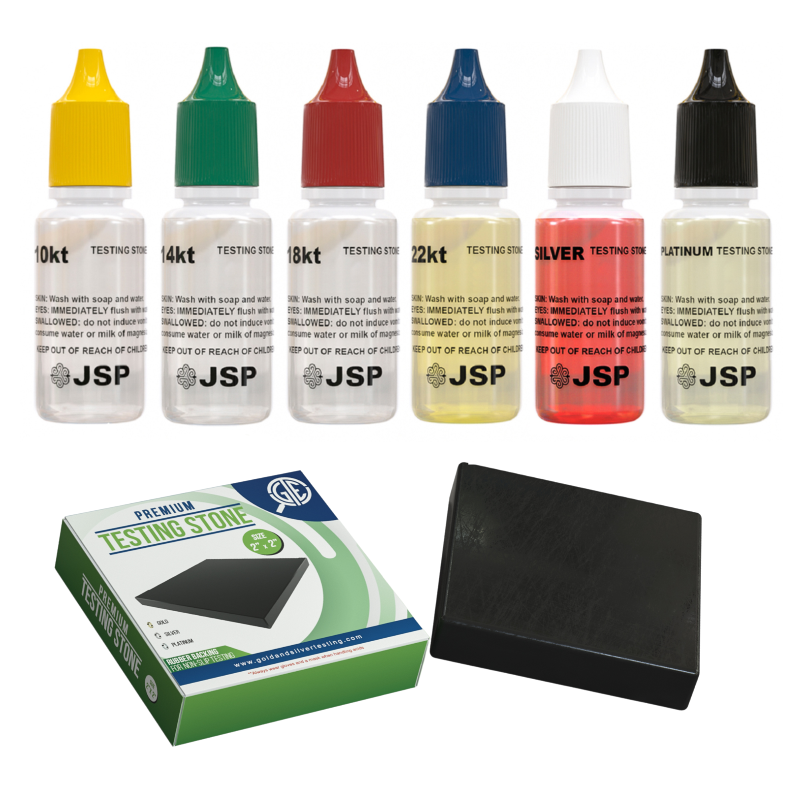 JSP Gold Silver Jewelry Testing Acid 10K 14K 18K 22K 24K PLATINUM TEST STONE KIT