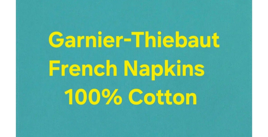 Garnier-Thiebaut 100% Cotton Set of 4 Cotton Napkins, Turquoise, 22" x 22" NWT