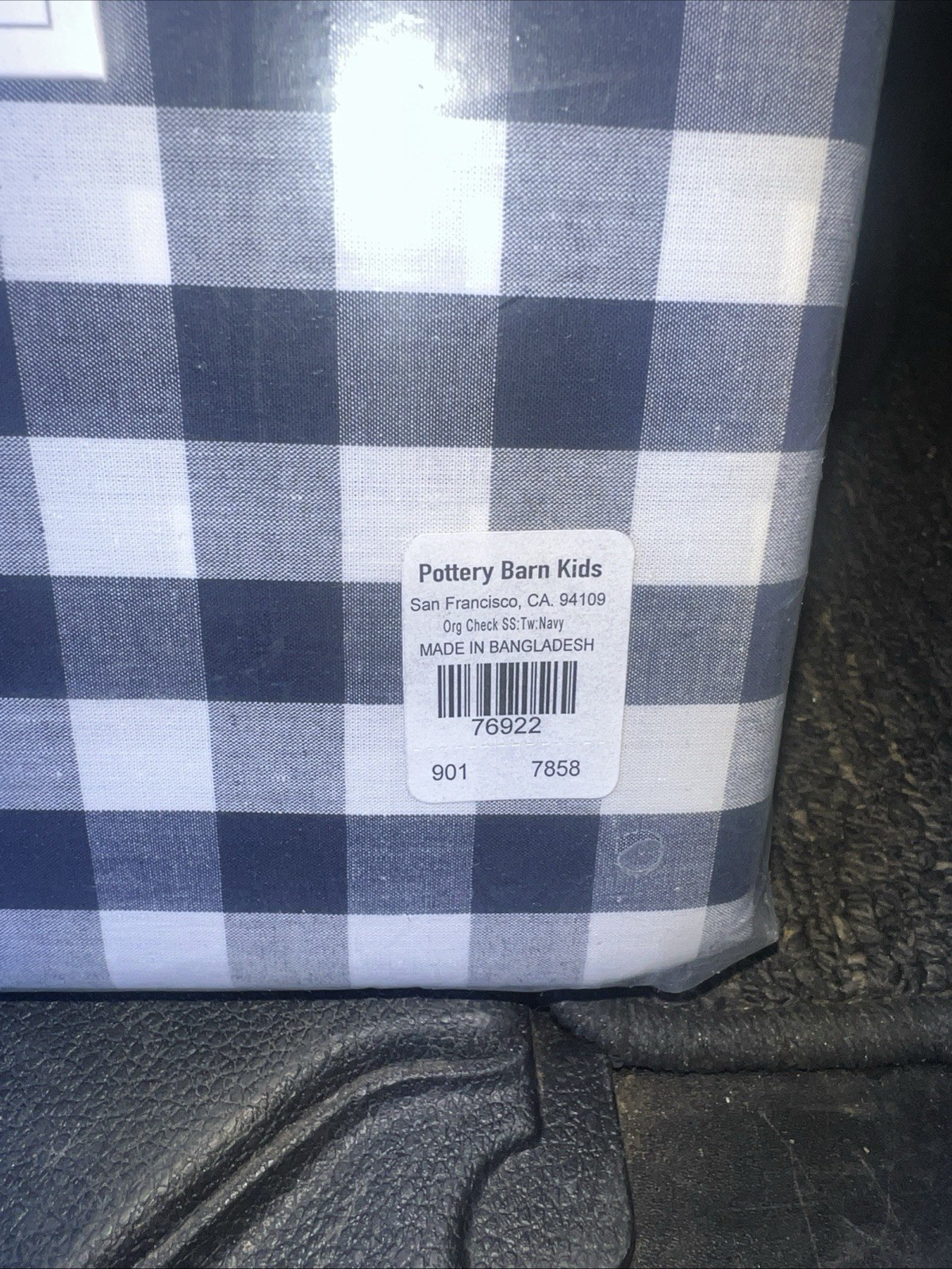 Pottery Barn Kids Twin Organic Cotton Check Sheet Set Navy Certified Nontoxic