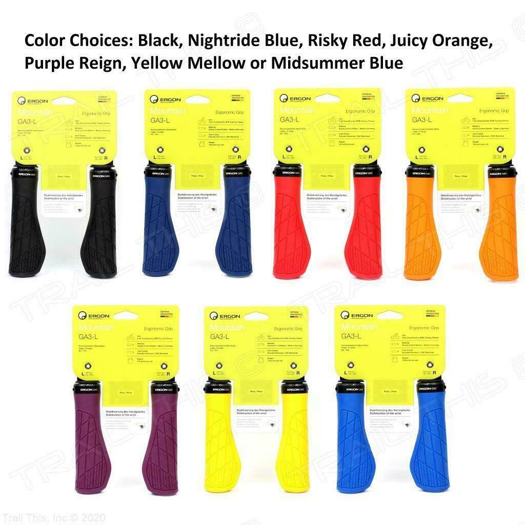 Ergon GA3-L Large Lock-On Ergo Handlebar Bike Grips for Trail All Mountain MTB