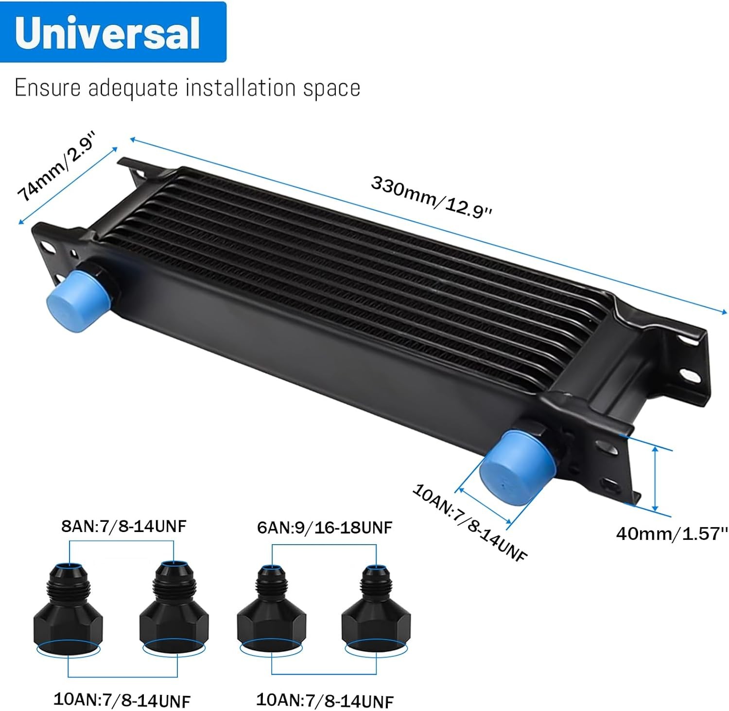 New 10 Row 10AN Aluminium Engine Transmission Oil Cooler Kit w/ 6AN 8AN Adapter