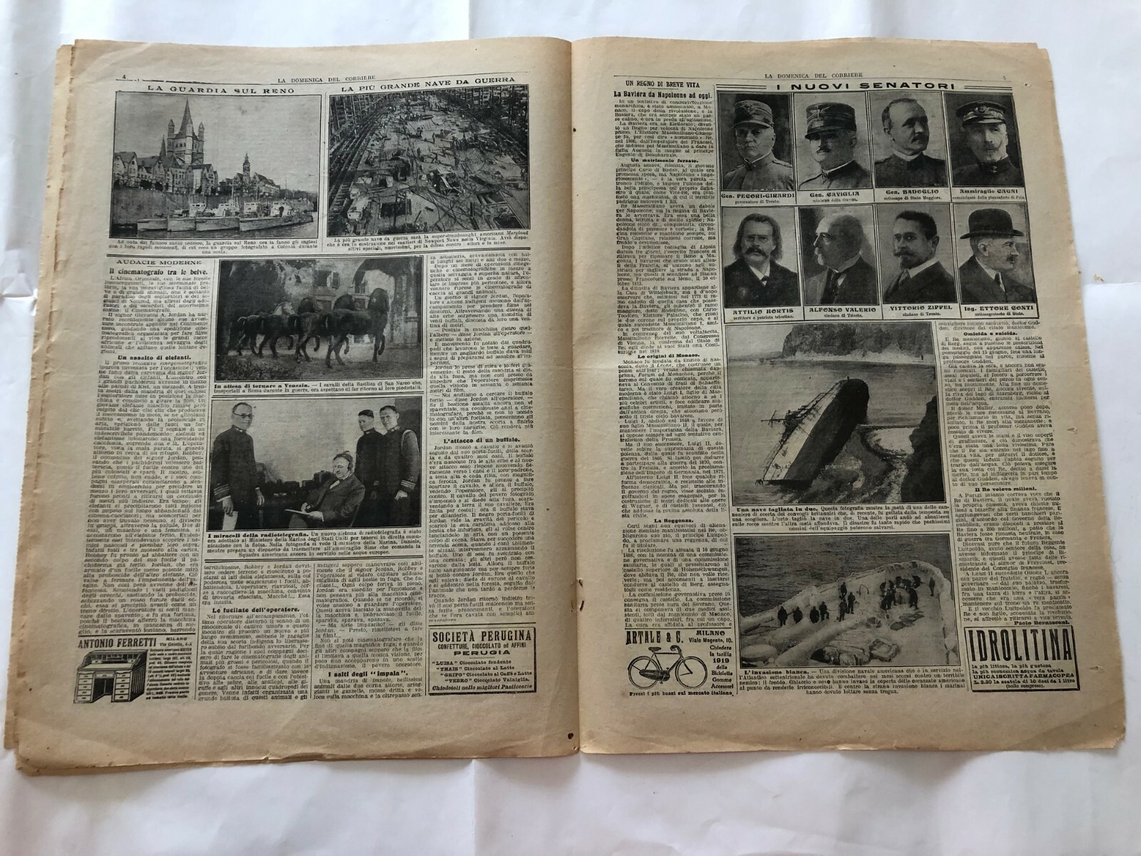 WW1 LA DOMENICA DEL CORRIERE N.10 1919 RENO PONTE GUGLIELMO BRIGADE SALERNO