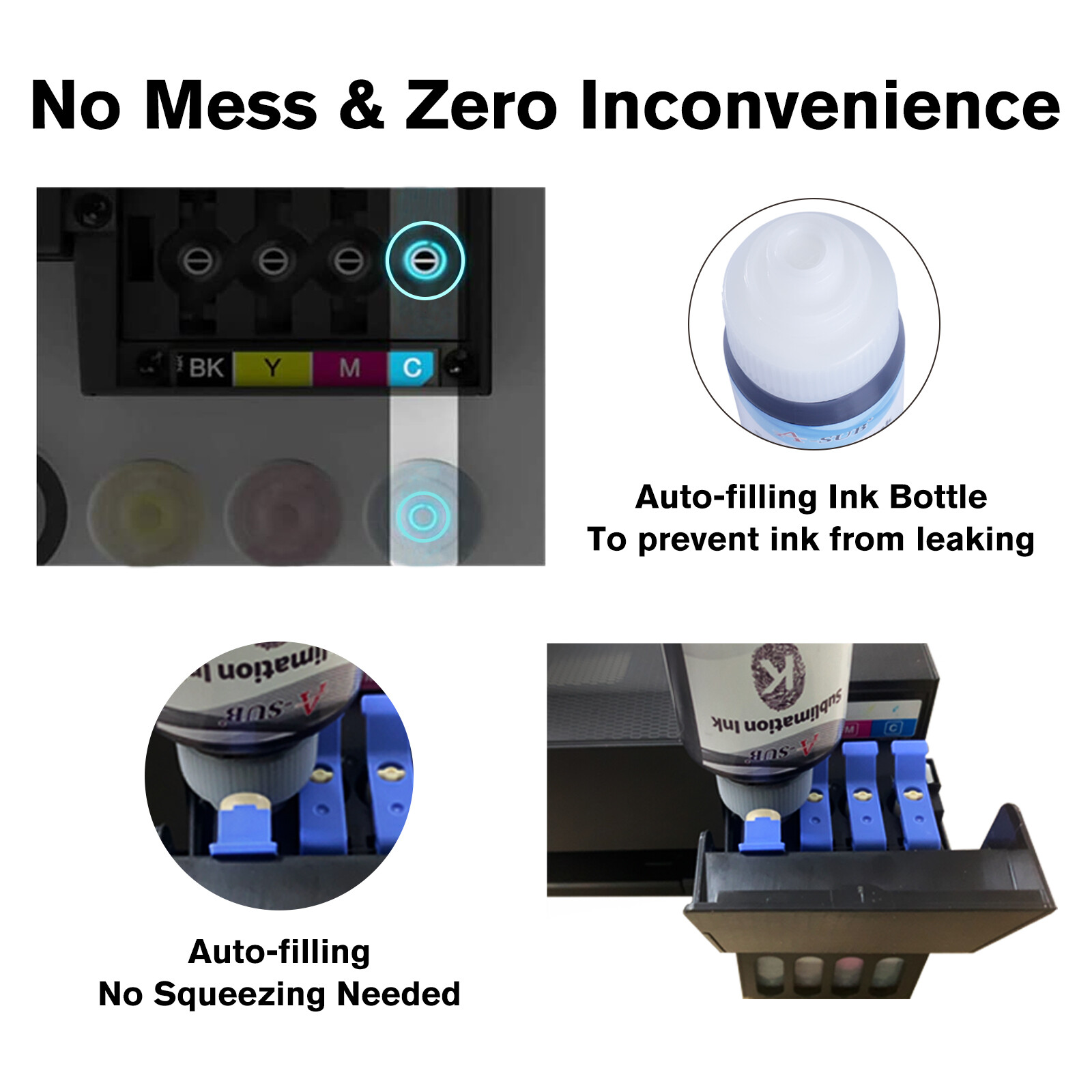 900ML A-SUB Sublimation Ink Fit for Ecotank ET 2400 2760 2720 2803 2850 2800