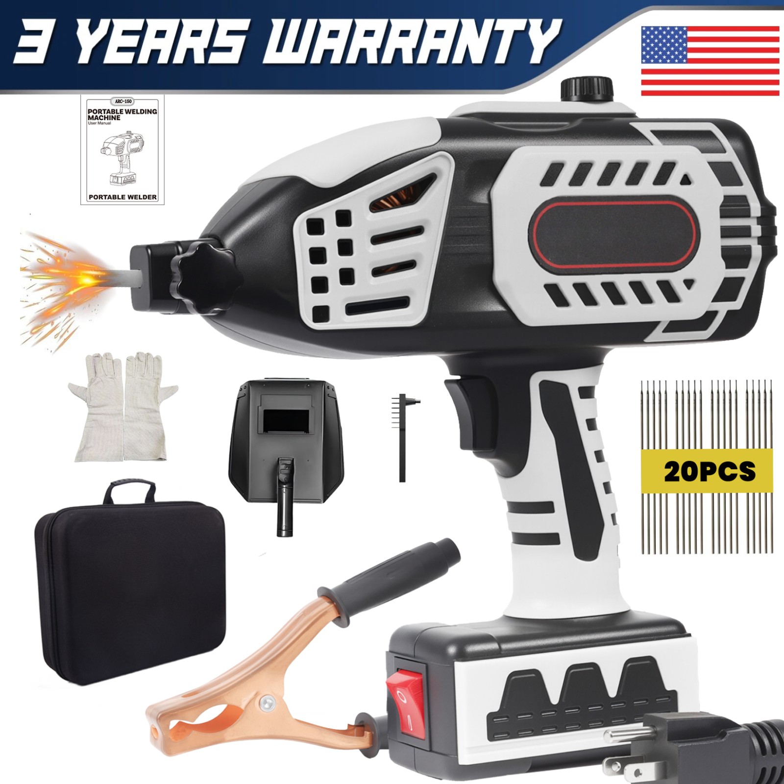 Portable 110V ARC Welder IGBT Inverter Welder Kit Handheld Stick Welding Machine