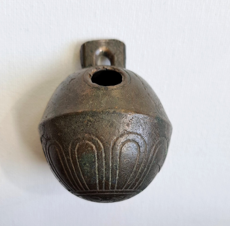 Antique Brass Metal Sleigh Bell HS & Co Henry Stanley Company Crotal Petal #4