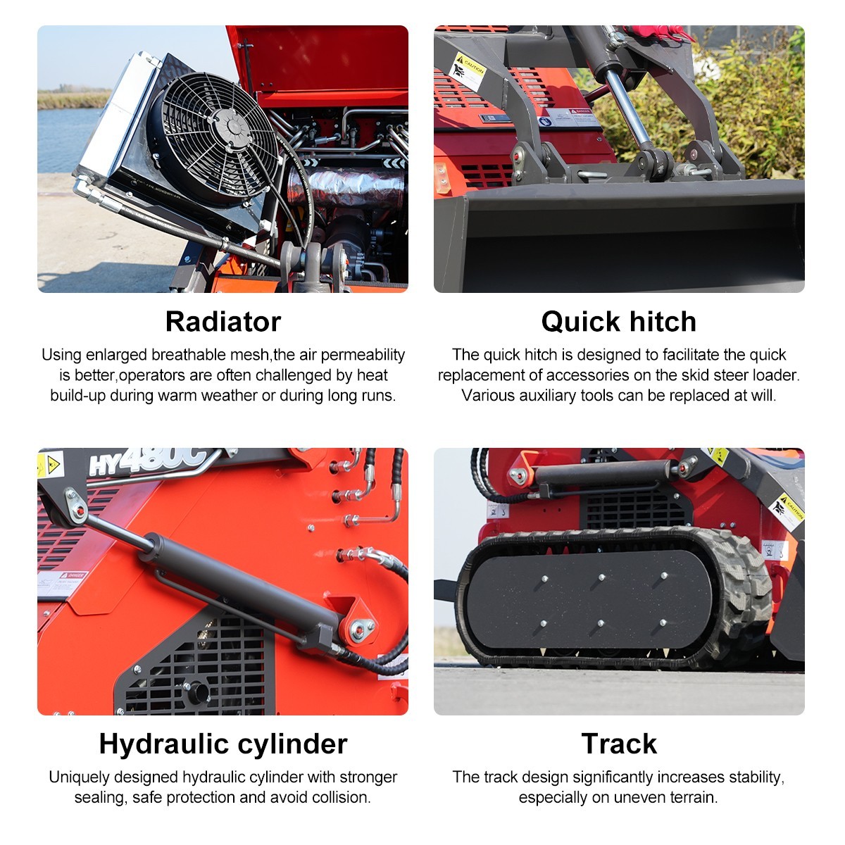 HY480C FREE SHIP/unloading Mini Skid Steer Loader 23HP +Grapple+Stump Crusher