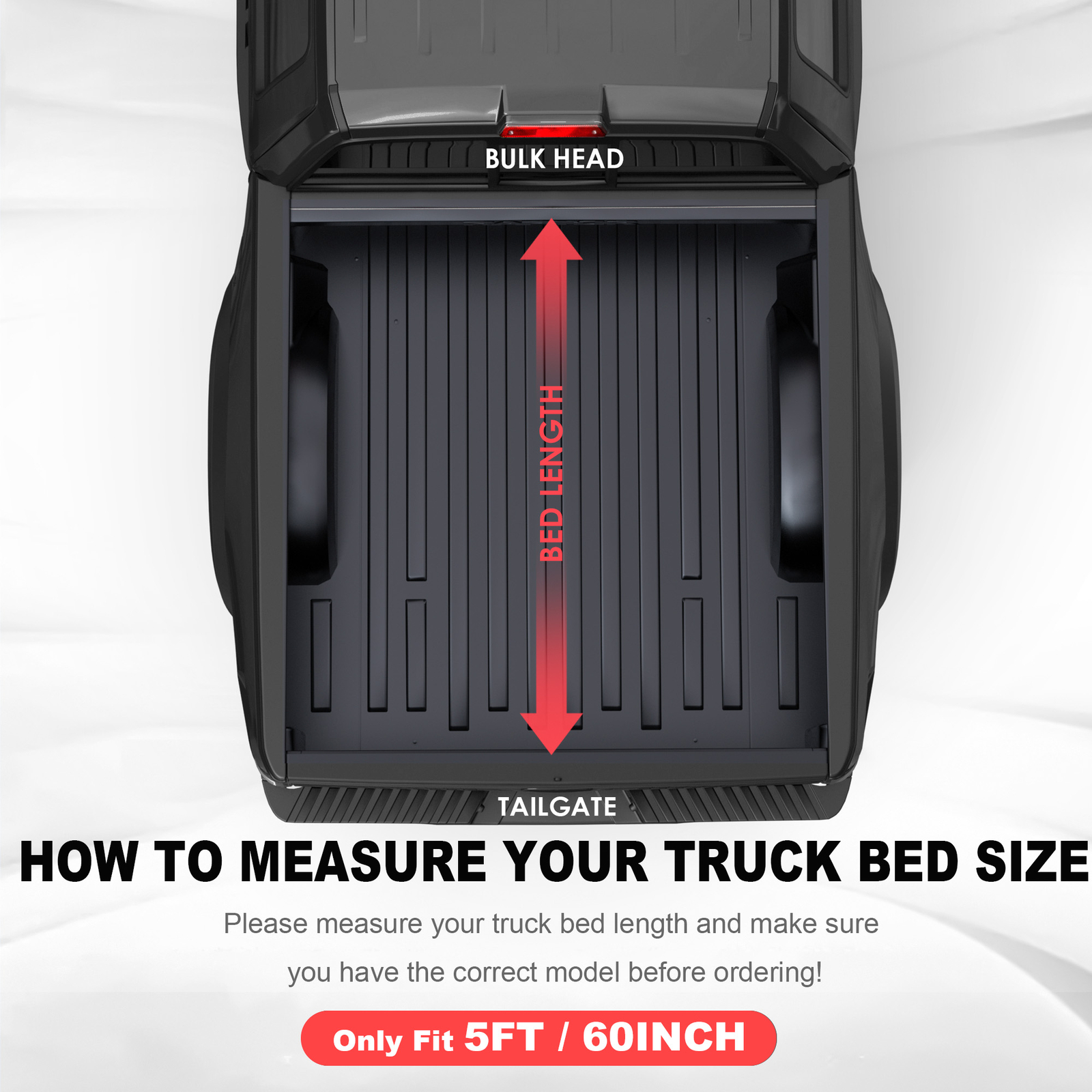 5FT 3-Fold Hard Truck Bed Tonneau Cover For 2020-2024 Jeep Gladiator Waterproof