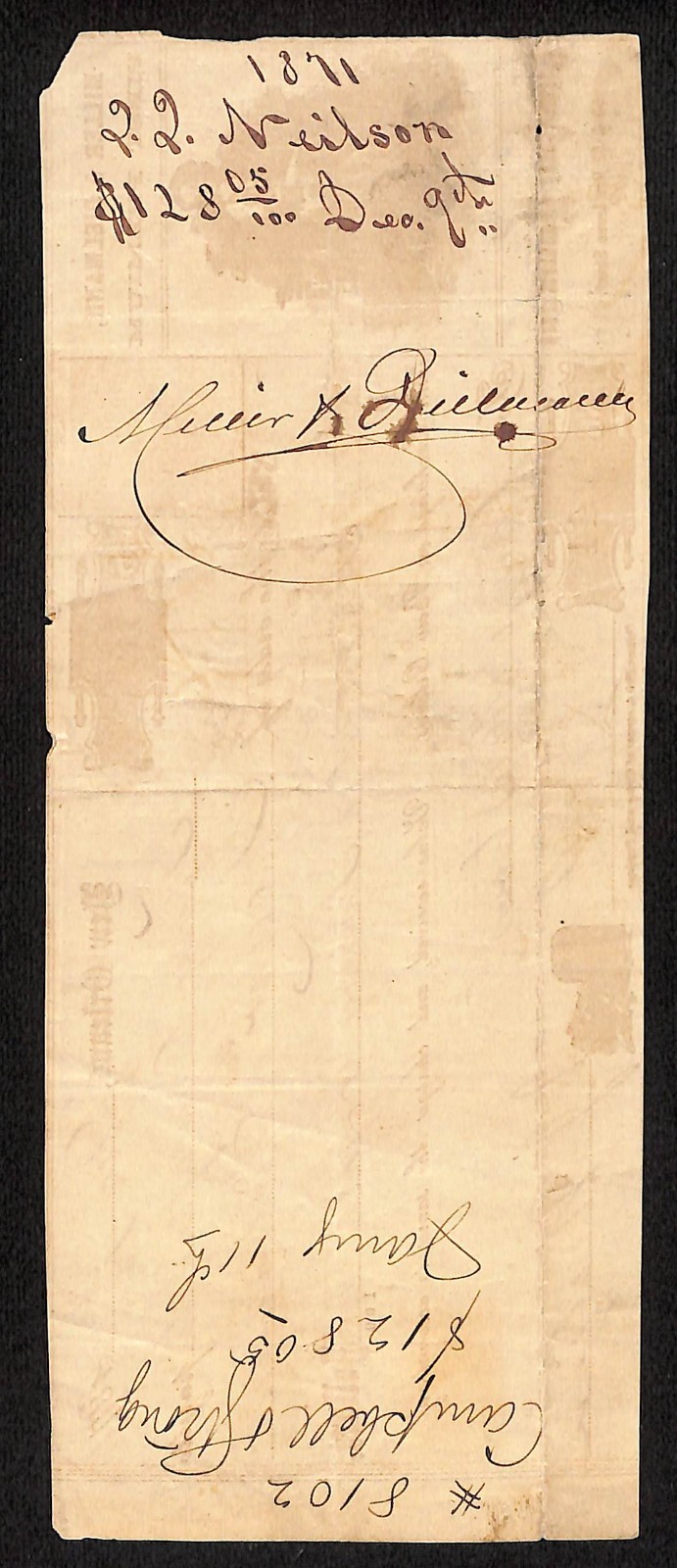 1871 Miller & Dielmann "Steam Candy Manufacturers" New Orleans Promissory Note