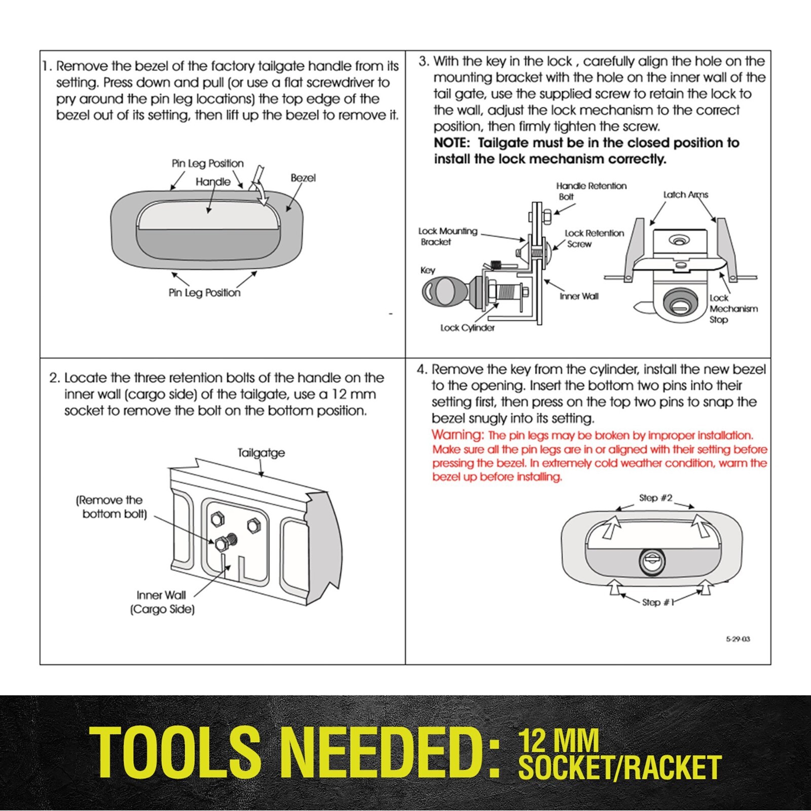 Tailgate Lock Locks Handle For 99-07 Chevy Silverado GMC Sierra 1500 2500 3500