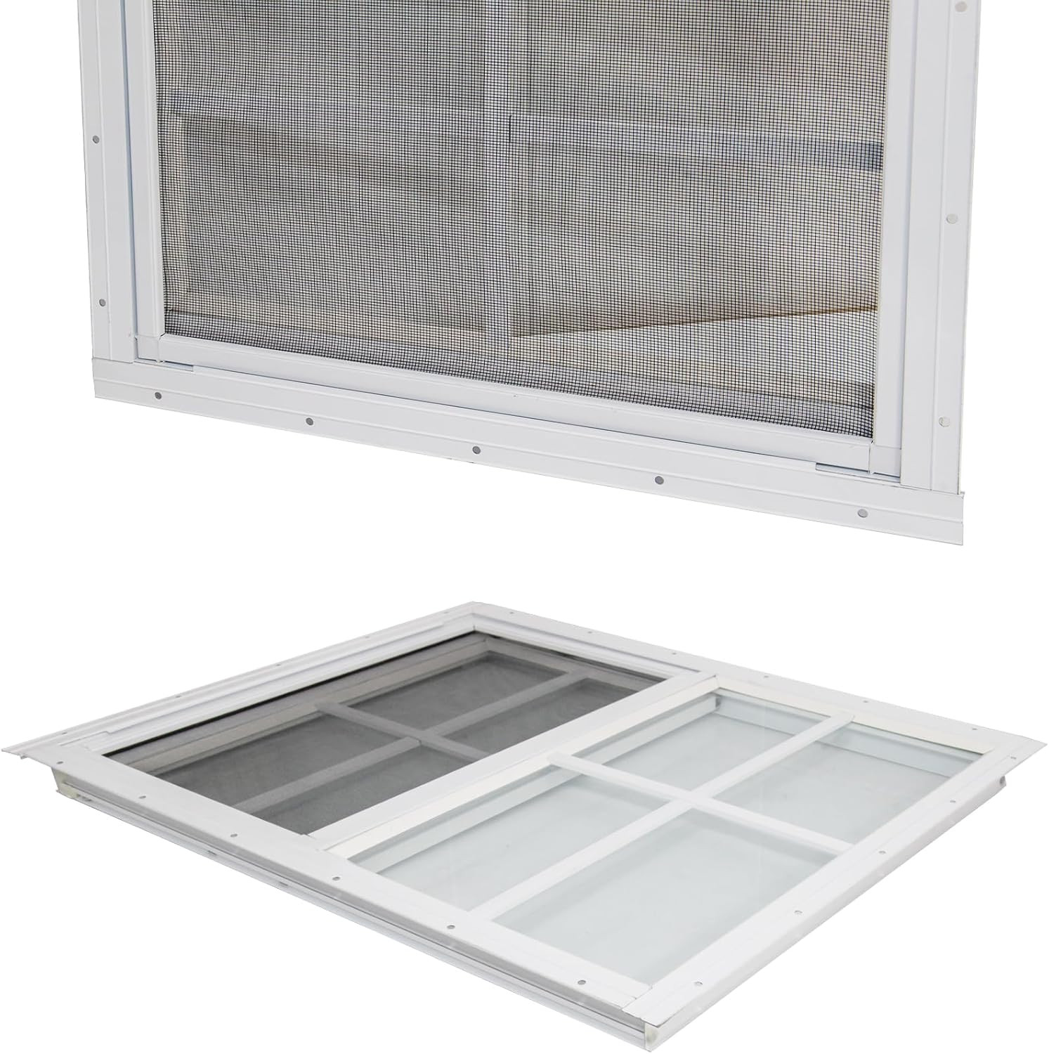 24" X 36" Shed Windows with Tempered Glass and Fiberglass Screen, 2 Pack Small S