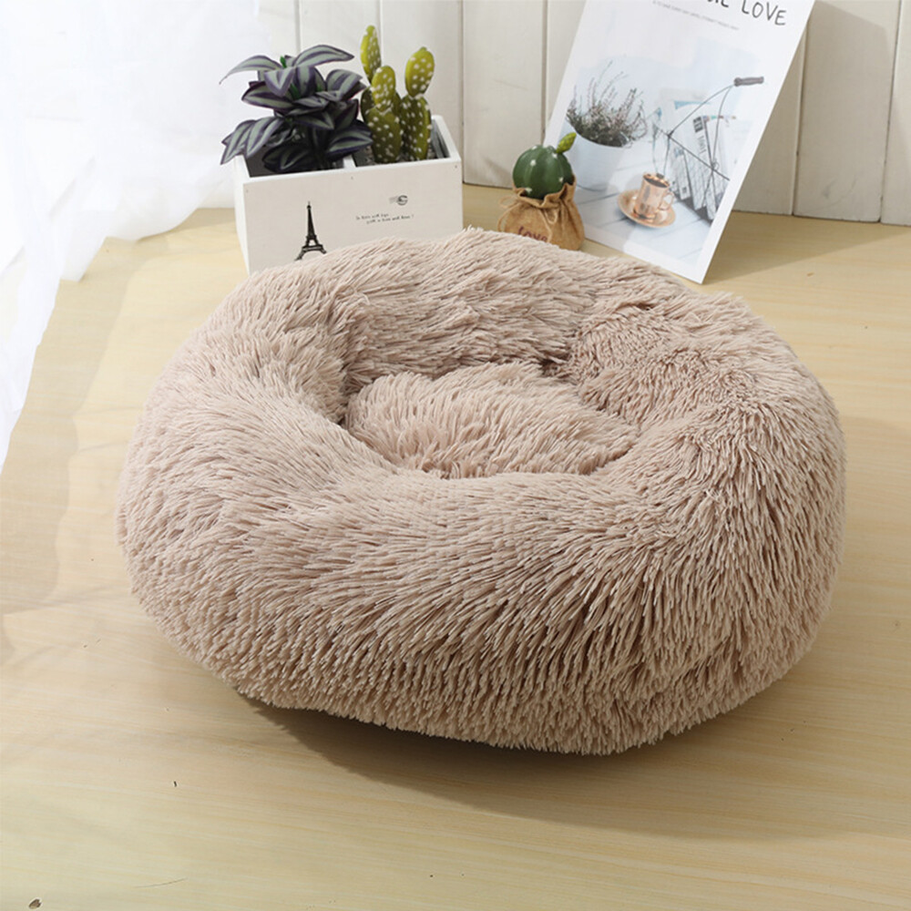 Donut Plush Pet Dog Cat Bed Fluffy Soft Warm Calming Bed Sleeping Kennel Nest