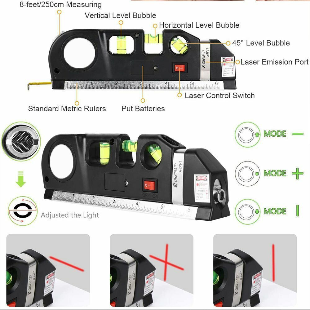 Laser Level Multipurpose Lazer Leveling Wall Spirit Level Line Tool Measurement
