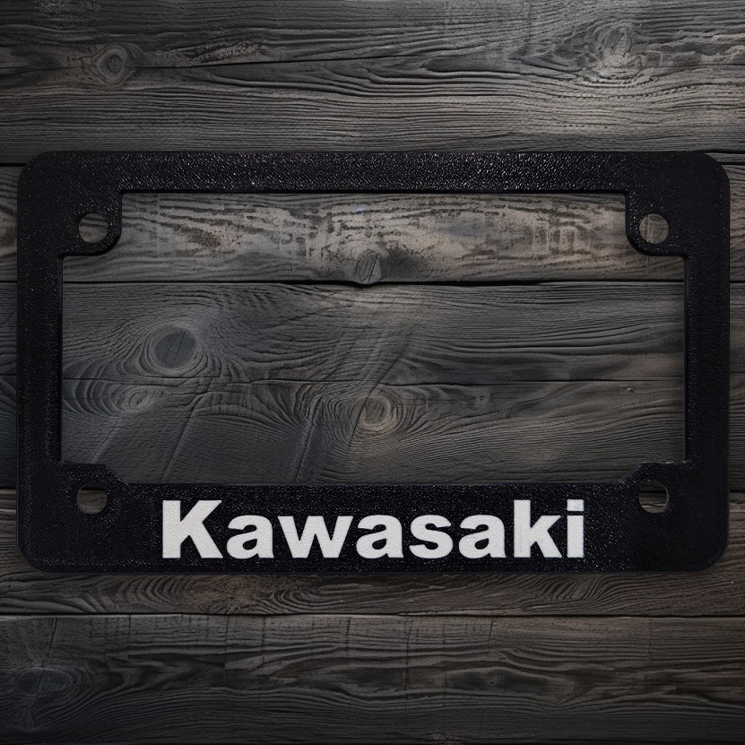 For Kawasaki Motorcycles Textured License Plate Frame ALL MODELS (WHITE)