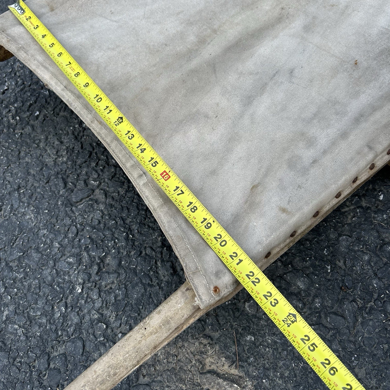 Antique World War 1 Era Medic Stretcher Canvas Gurney Litter WWI Iron Loop Feet