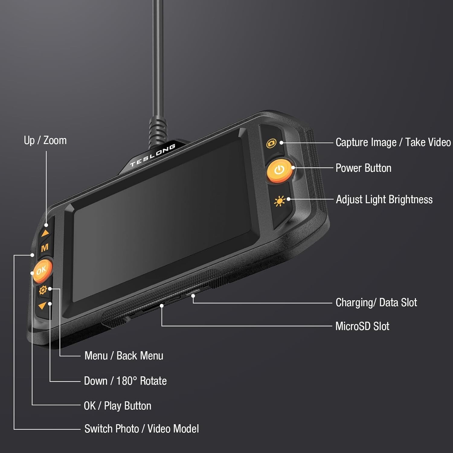 Automotive Endoscope Borescope Inspection Camera 1080P Industrial 4.3inch Screen