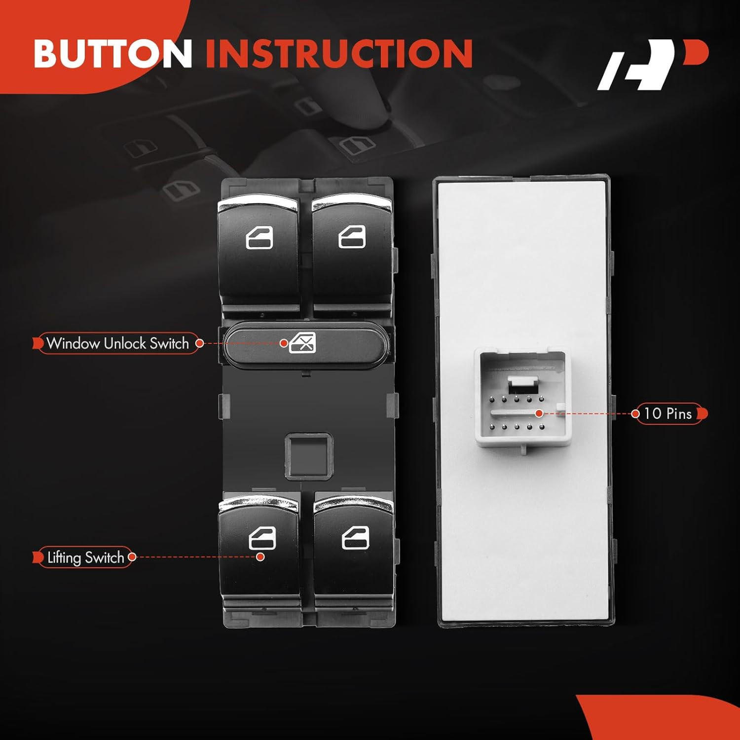 Master Power Window Switch Compatible with Volkswagen Jetta 2011-2016, Golf 2010