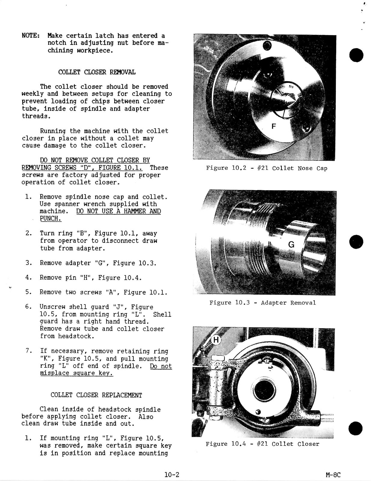 DSM-59 DSM-59R PRECISION SHOP OPERATOR MANUAL FITS HARDINGE LATHES VBS VBS-R M-8