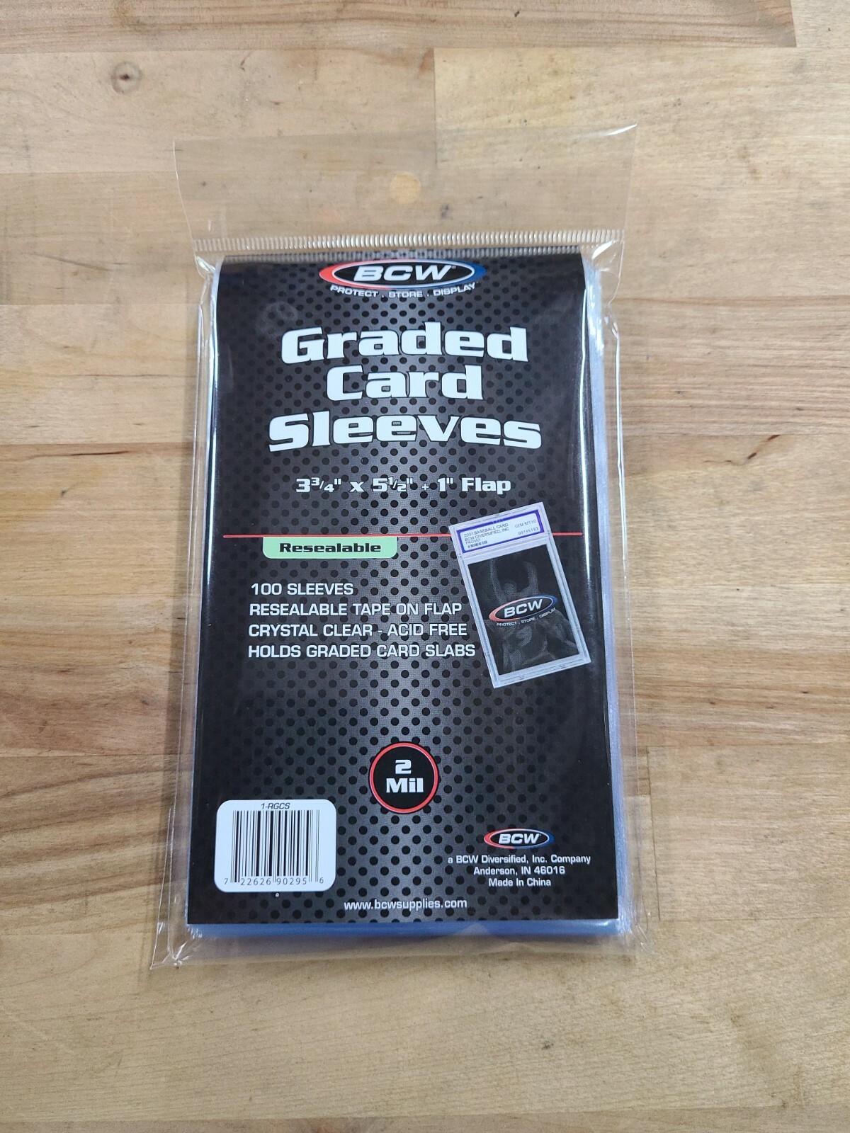 (100) 1 Pack BCW Resealable Graded Card Sleeves Flap for Closure Bags Ultra Pro