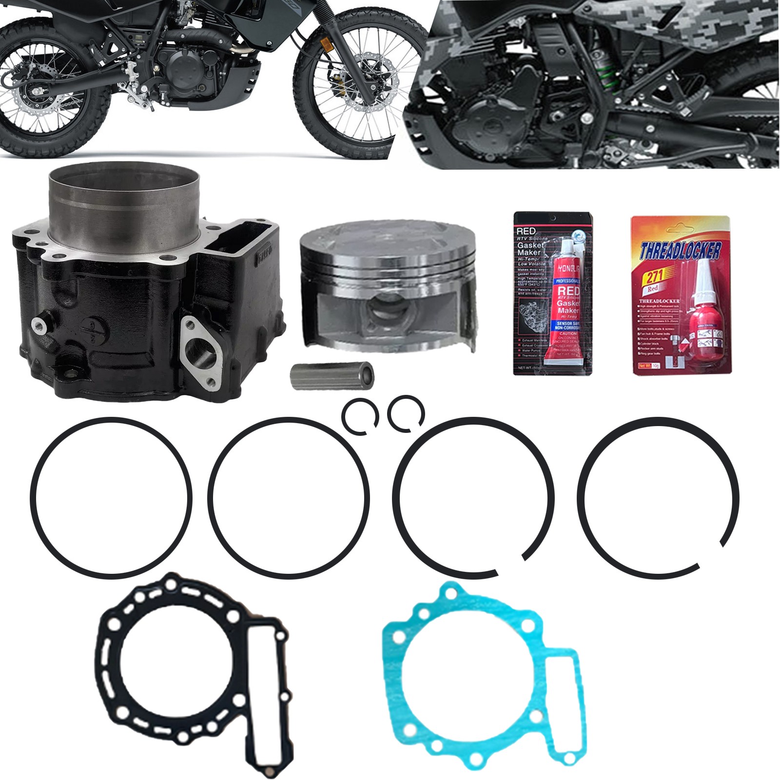 Cylinder Parts 100mm Bore 4 Stroke Kit For Kawasaki KLR 650 Motorcycle
