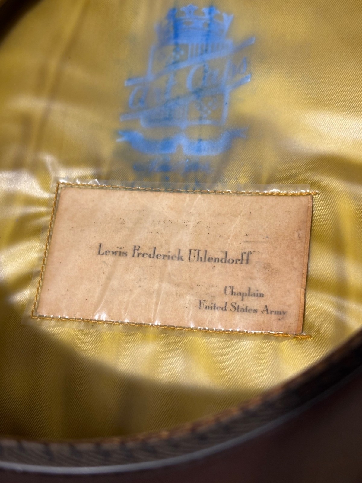 WWII ERA US ARMY CHAPLAIN DRESS & SERVICE VISOR HAT CAPS IDENTIFIED NAMED + MORE