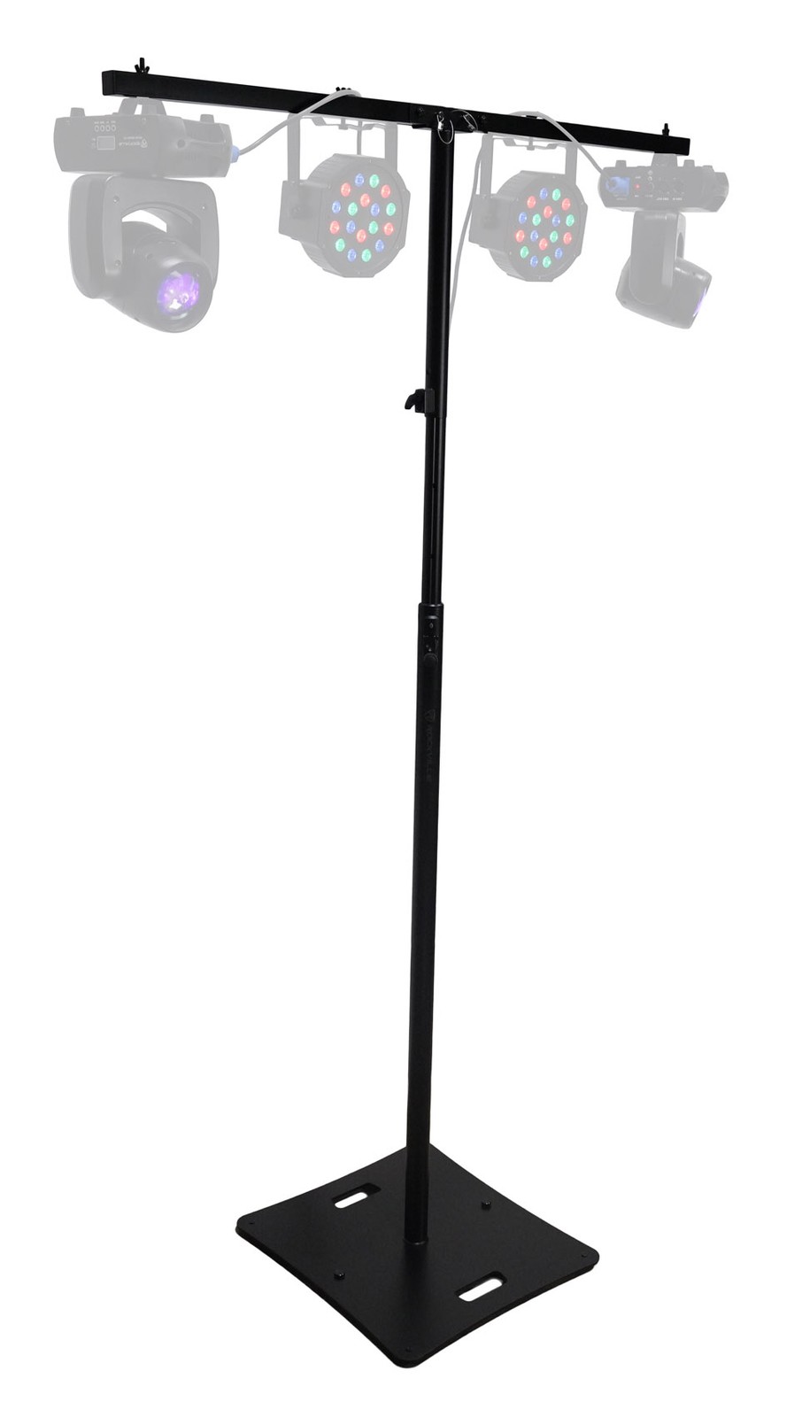 Rockville RLF4 BLACK 10 Foot Solid Base T-Bar Lighting/Projector DJ Stand + Bags
