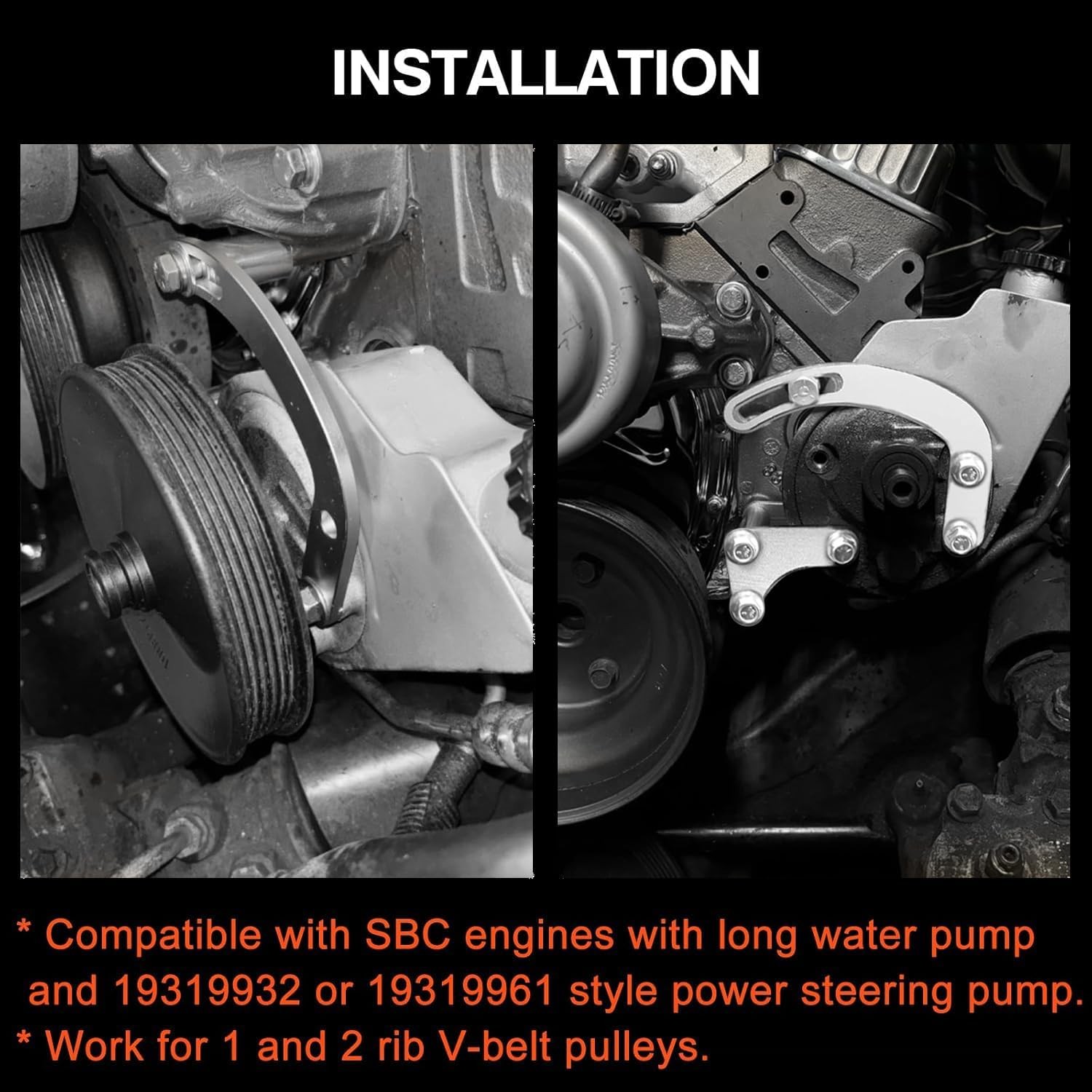 SBC Power Steering Pump Bracket 551522 For Chevy GM Small Block Long Water Pump