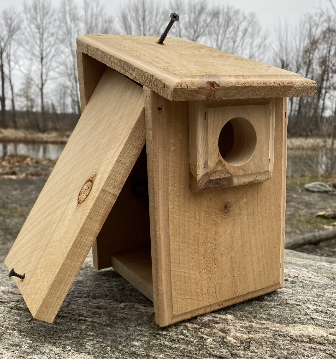 4 Cedar Bird Houses, 2 Wren & 2 Chickadee, or Mix & Match, Natural or Scorched