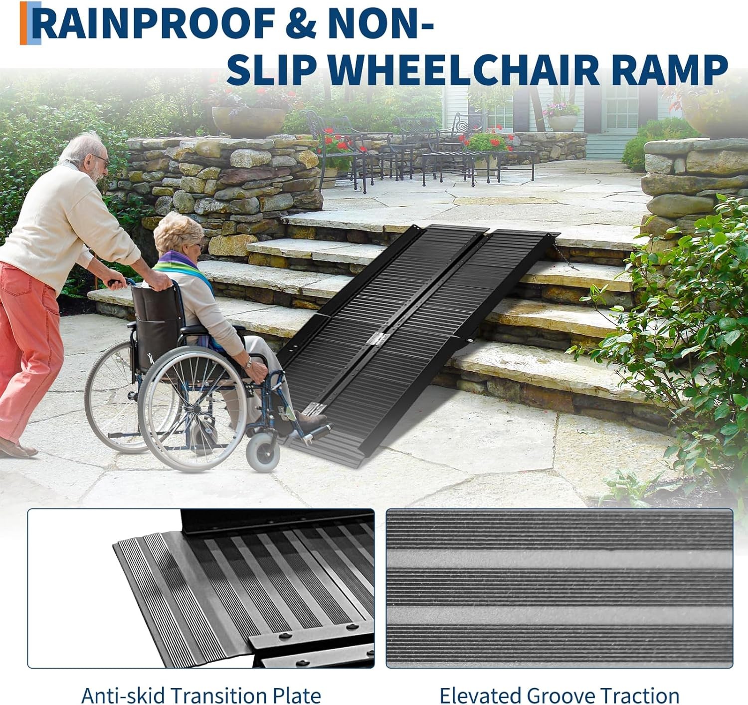 GRAVEE 2-6 FT Folding Aluminum Wheelchair Ramp Mobility Ramp 800 Lbs Non-Slip