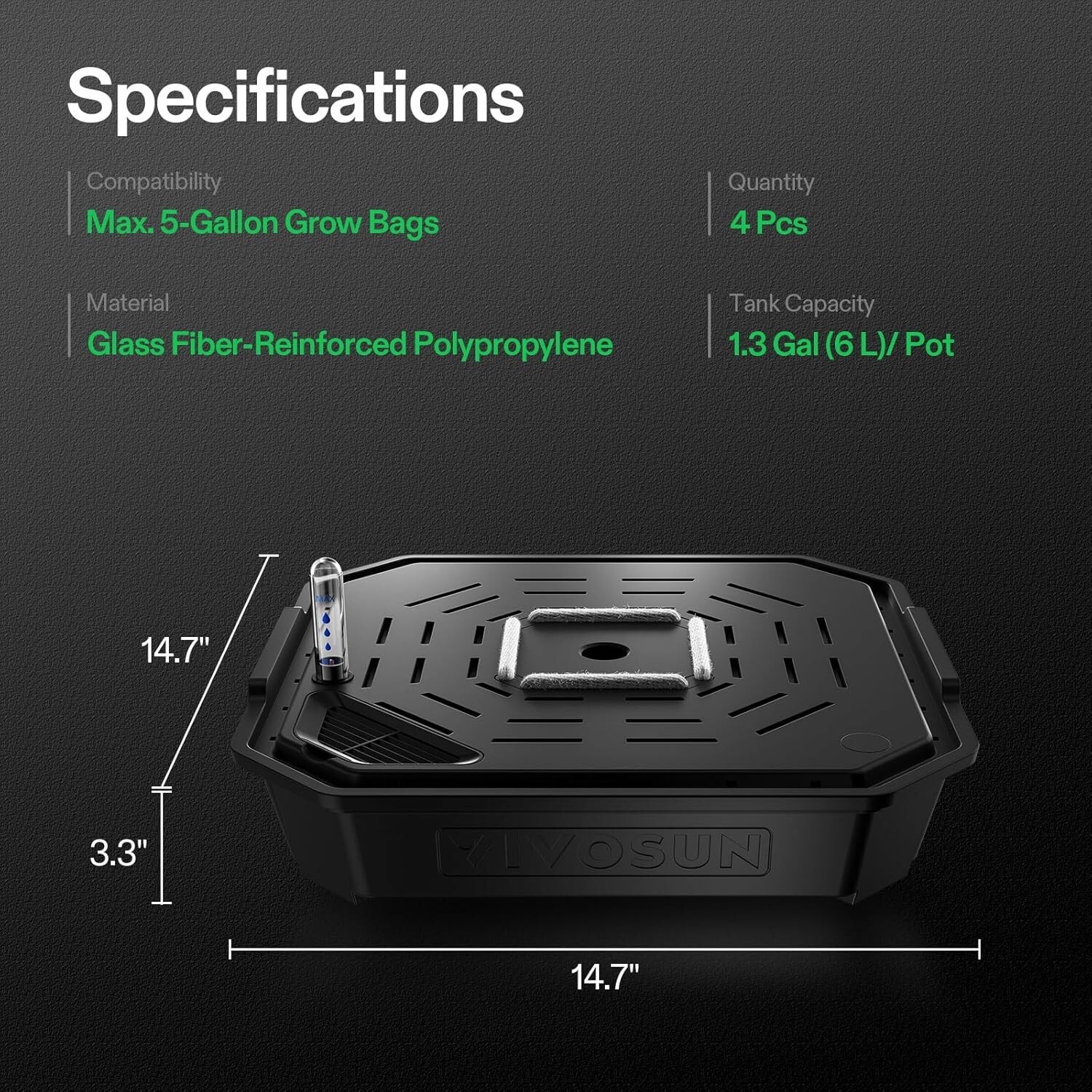 VIVOSUN 4-Pack FlexFeed Self-Watering Irrigation Pot, Auto-Irrigation Fabric Pot