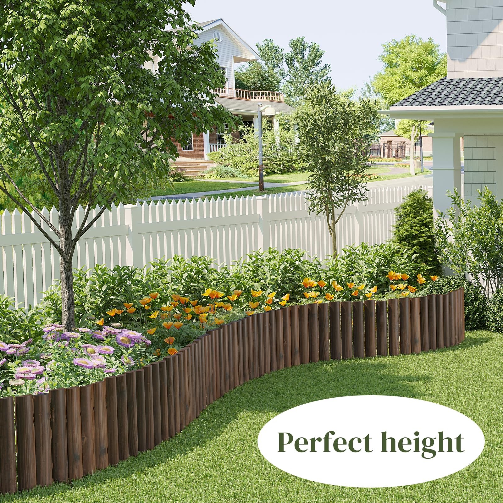 Garden Border Edging Landscape Edging Border Wooden Landscape Edging Wood Fen...