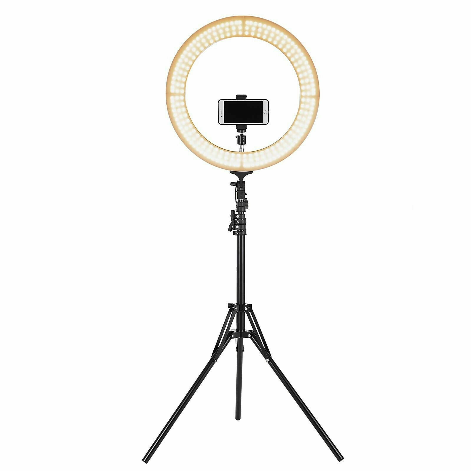 18" LED SMD Ring Light Kit with Stand Dimmable 6600K for Makeup Phone Camera