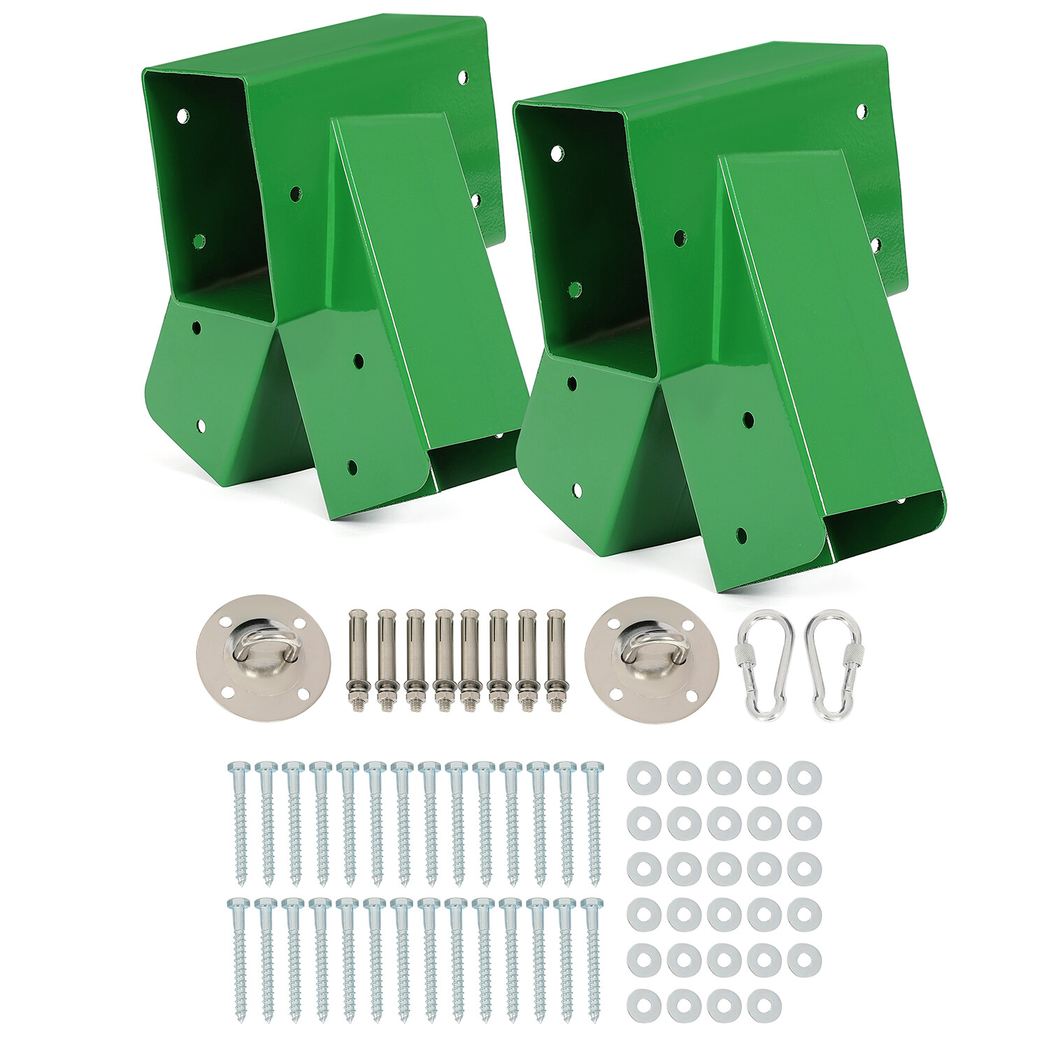 2 Brackets 1-2-3 A-Frame Swing Set Green Powder-Coated Heavy Duty Steel