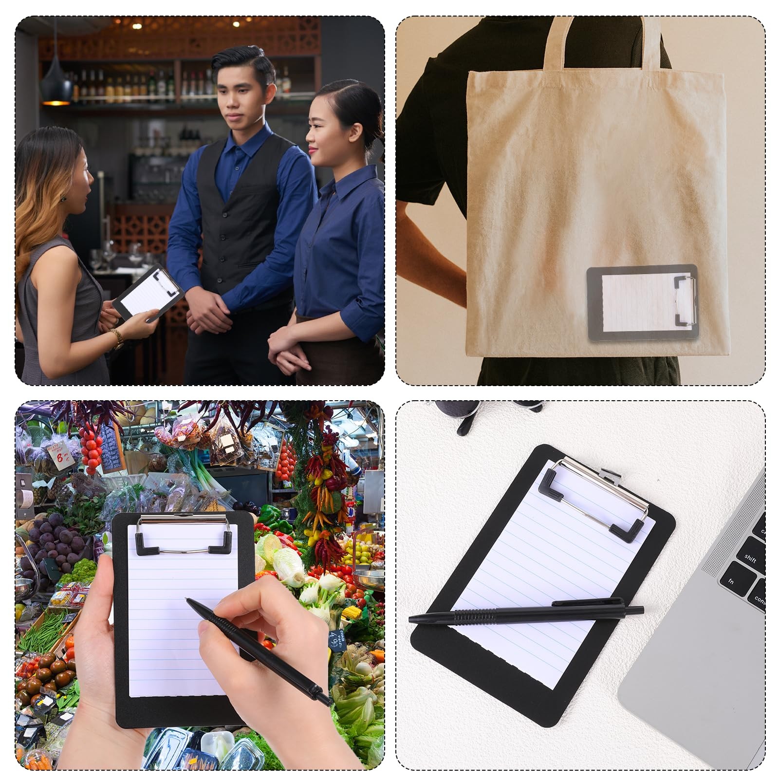 2 Pack Mini Clipboards 4" X 6" Small Clipboards Travel Memo Clipboard Black M...