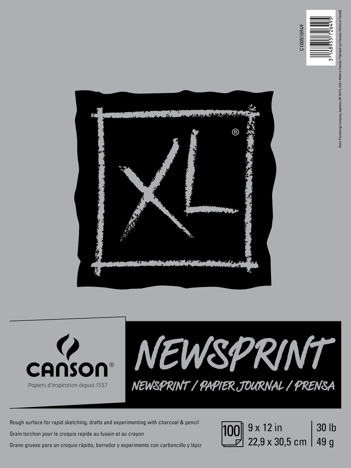 Canson XL Rough Newsprint Paper Pad 9"X12"-100 Sheets