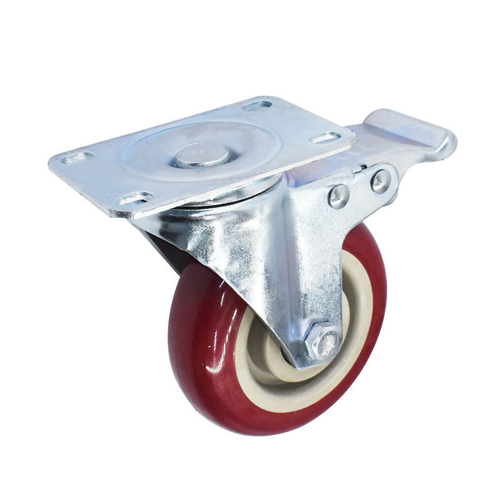 4 Pack 4" Heavy Duty Caster Set Wheels All Swivel & Brake Casters Red